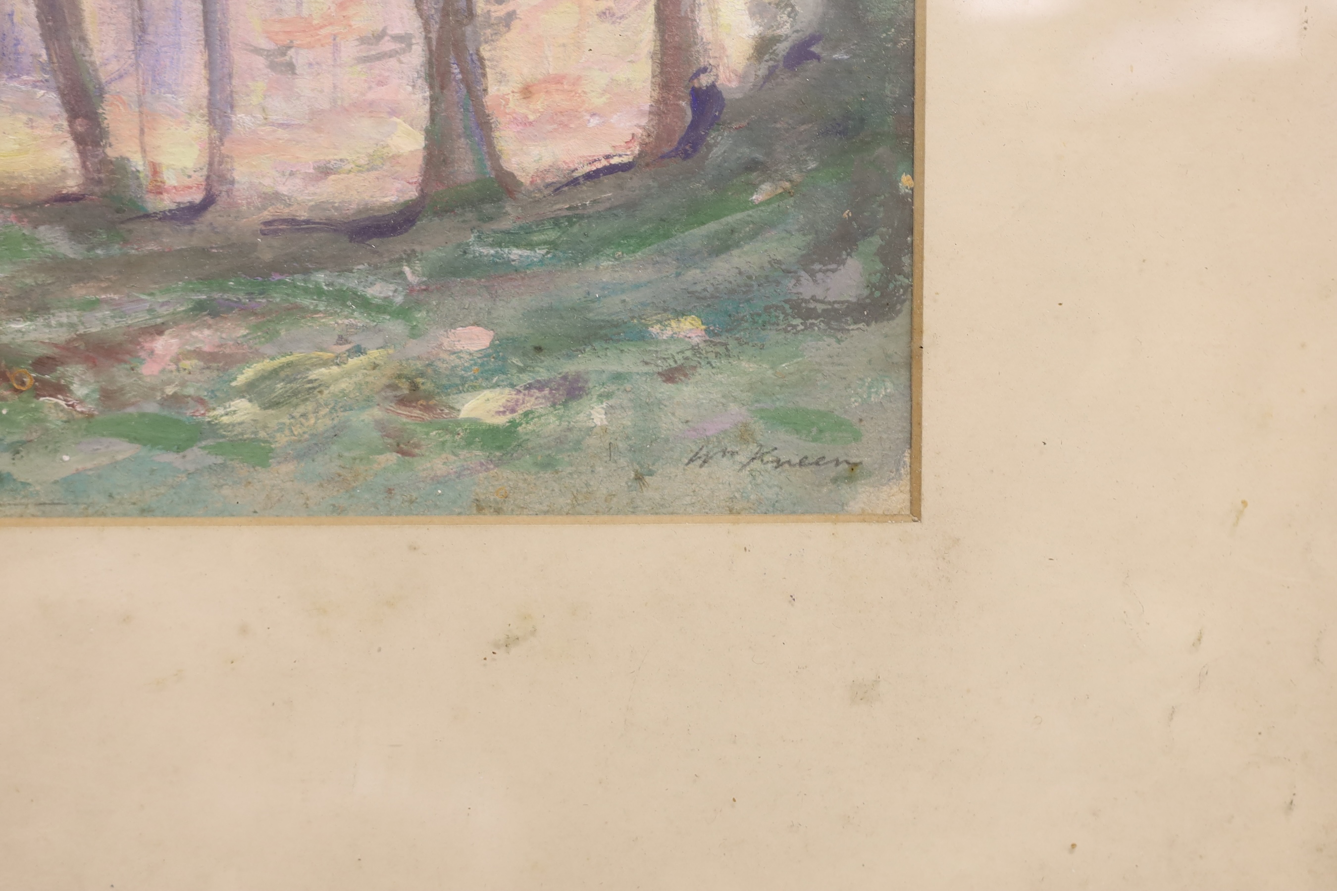 William Keen (1862-1921), oil on card, ‘A Vista’, label verso inscribed ‘no.53 Walker Gallery’, signed, 25 x 36cm.